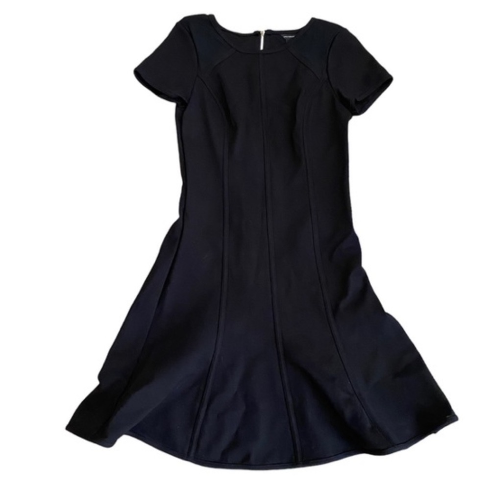 Ann Taylor little black body corp dress W/flared skirt & mesh shoulders. Size 6 - Picture 3 of 8
